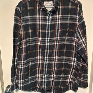 Lands' End Men's Plaid Shirt - Black and Brown